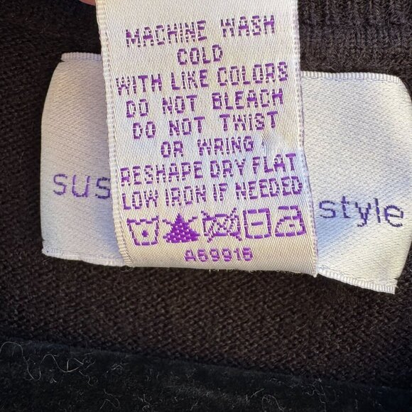 Susan Graver Style Womens Black Short Sleeve V-Neck Knit Sweater Shirt Large - Picture 4 of 7